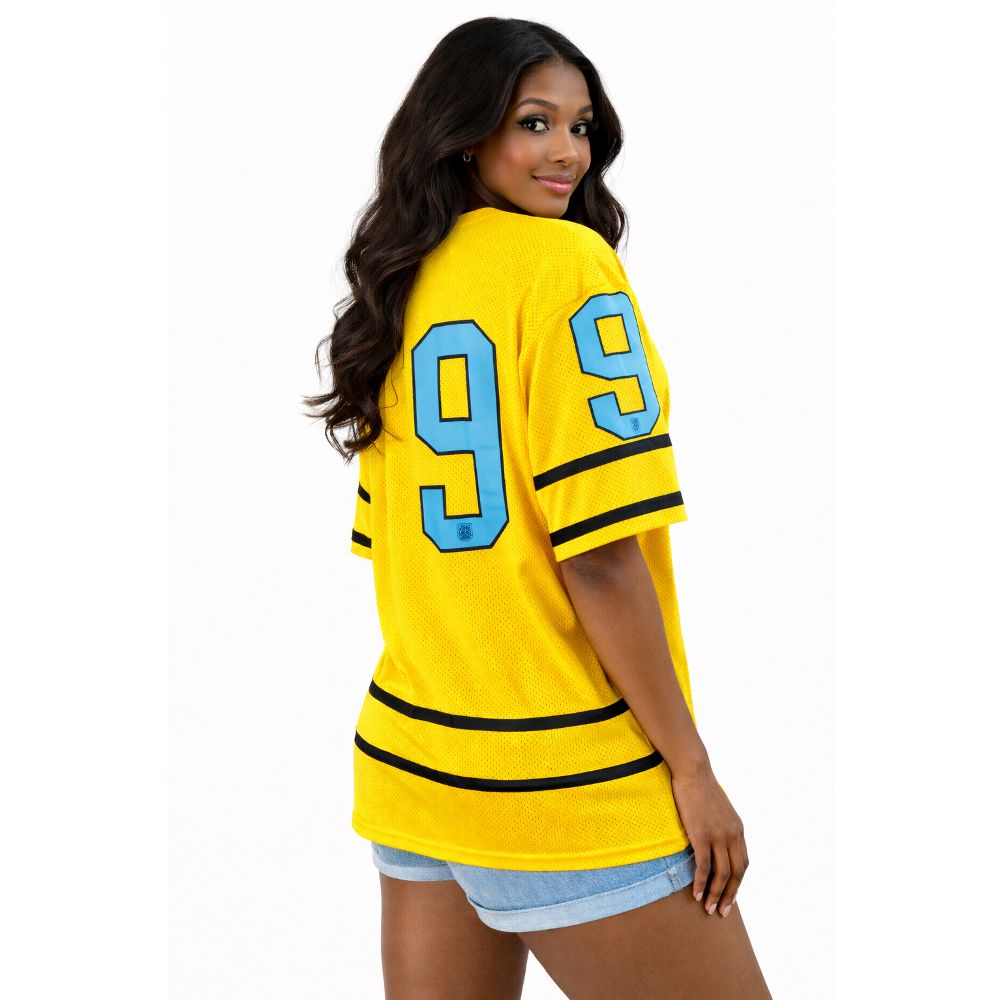 Womens Yellow Oversized Sports Jersey Dress